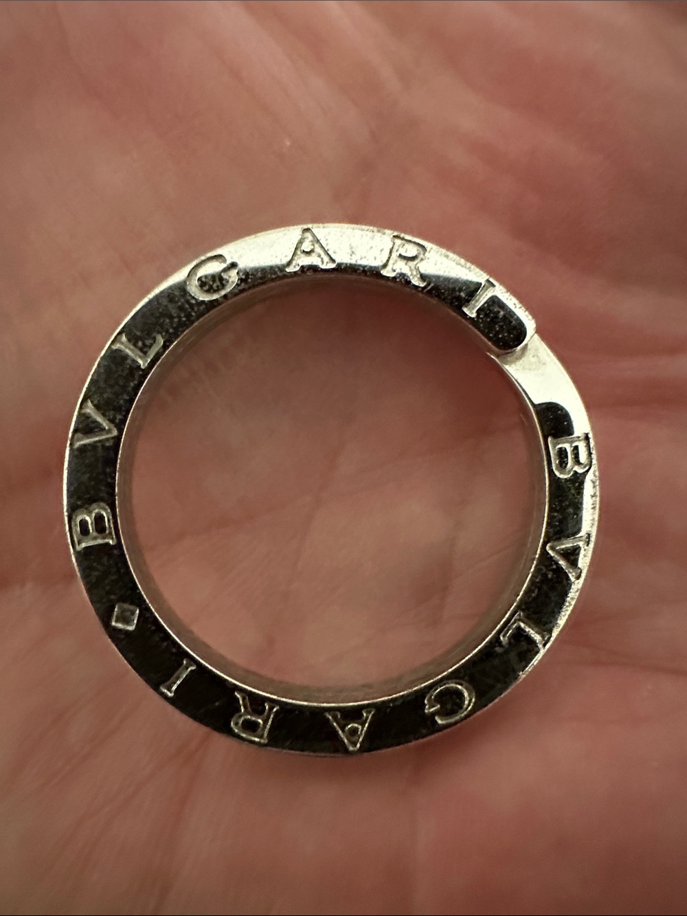 Bulgari Silver Logo Key Ring